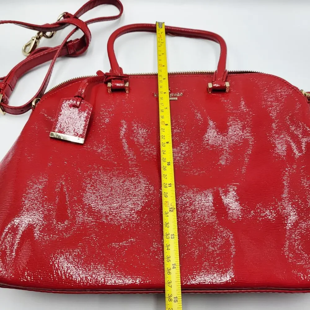 Kate Spade Cedar Street Margot Red Textured Patent Leather Dome Satchel Handbag